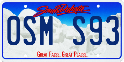 SD license plate 0SMS93