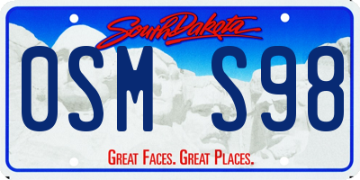 SD license plate 0SMS98