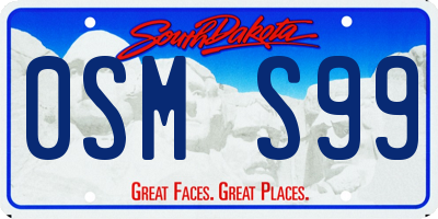 SD license plate 0SMS99