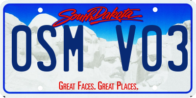 SD license plate 0SMV03