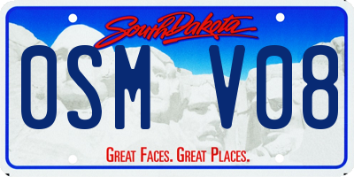 SD license plate 0SMV08