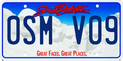 SD license plate 0SMV09