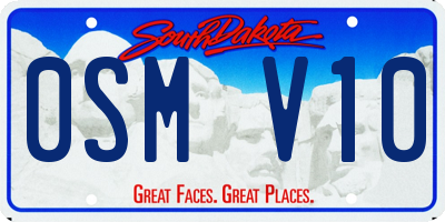 SD license plate 0SMV10