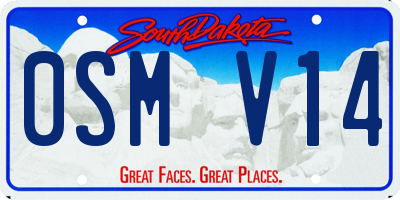 SD license plate 0SMV14