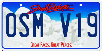 SD license plate 0SMV19