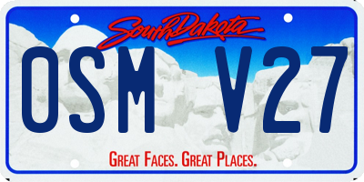 SD license plate 0SMV27