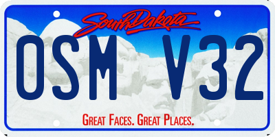 SD license plate 0SMV32