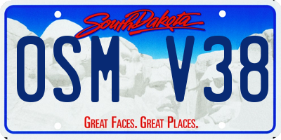 SD license plate 0SMV38