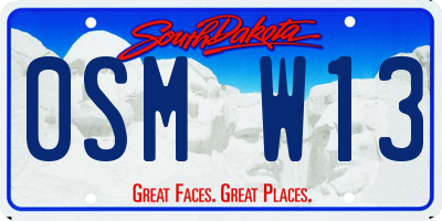 SD license plate 0SMW13