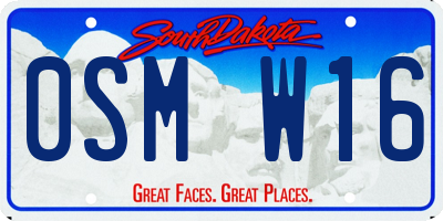 SD license plate 0SMW16