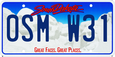 SD license plate 0SMW31