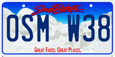 SD license plate 0SMW38