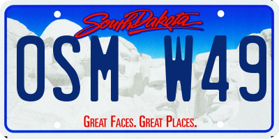 SD license plate 0SMW49