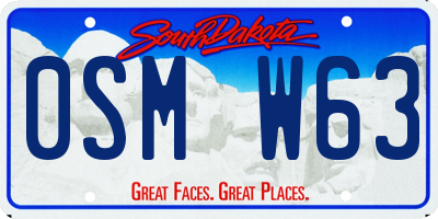SD license plate 0SMW63