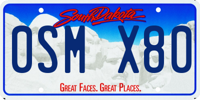SD license plate 0SMX80