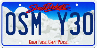 SD license plate 0SMY30