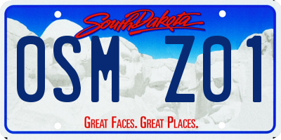 SD license plate 0SMZ01