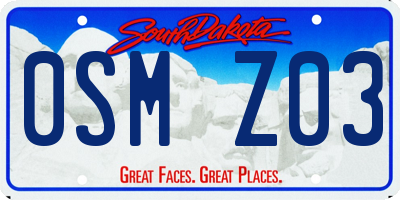 SD license plate 0SMZ03