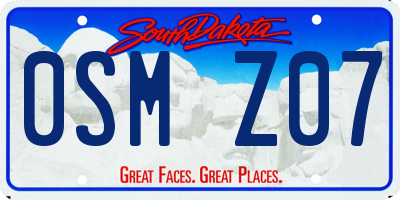 SD license plate 0SMZ07