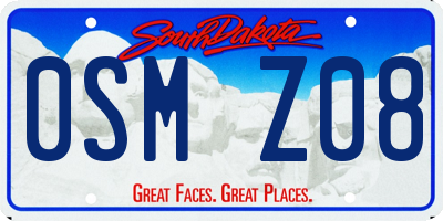 SD license plate 0SMZ08