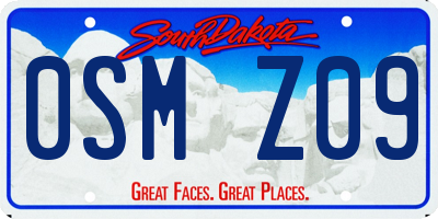 SD license plate 0SMZ09