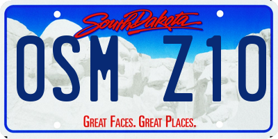 SD license plate 0SMZ10