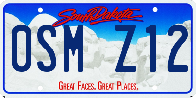 SD license plate 0SMZ12