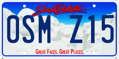 SD license plate 0SMZ15