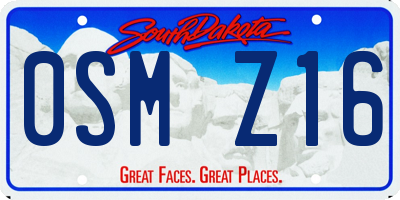 SD license plate 0SMZ16