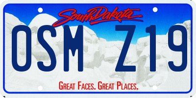 SD license plate 0SMZ19