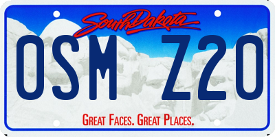 SD license plate 0SMZ20