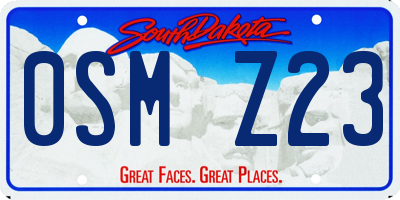 SD license plate 0SMZ23