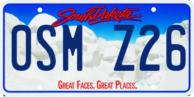SD license plate 0SMZ26