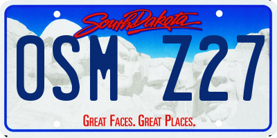 SD license plate 0SMZ27