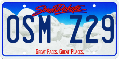 SD license plate 0SMZ29