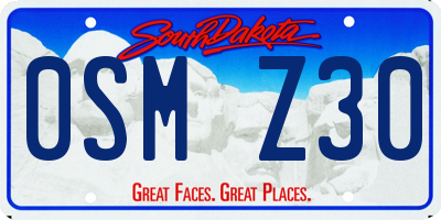SD license plate 0SMZ30