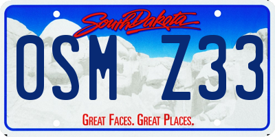 SD license plate 0SMZ33