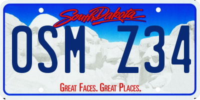 SD license plate 0SMZ34