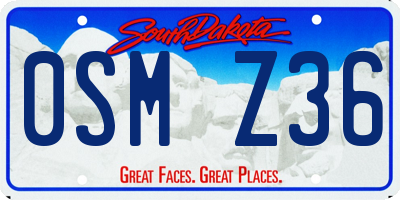 SD license plate 0SMZ36