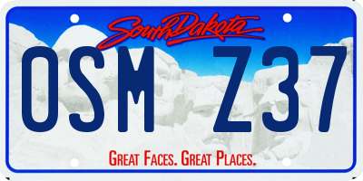 SD license plate 0SMZ37