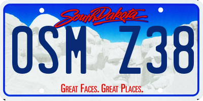 SD license plate 0SMZ38