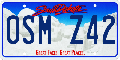 SD license plate 0SMZ42