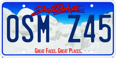 SD license plate 0SMZ45