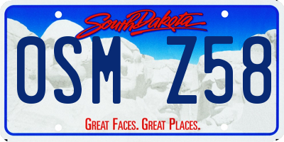 SD license plate 0SMZ58