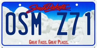 SD license plate 0SMZ71