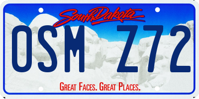 SD license plate 0SMZ72