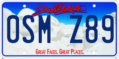 SD license plate 0SMZ89