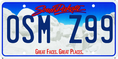 SD license plate 0SMZ99