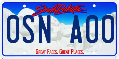 SD license plate 0SNA00