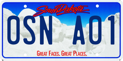 SD license plate 0SNA01